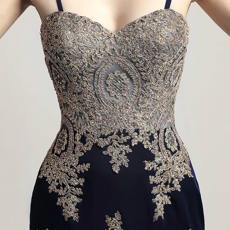Vestido de festa, последние стили, Элегантное Длинное платье русалки для выпускного вечера, вечерние платья с вышивкой на тонких бретельках, вечернее платье LSX462