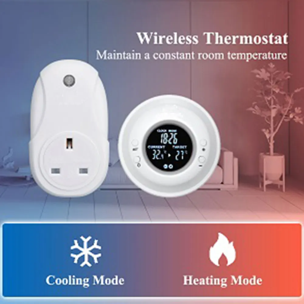 Nashone Prise Thermostat d'Ambiance Sans Fil avec Télécommande pour  Radiateur Electrique et Climatiseur Mobile - AliExpress