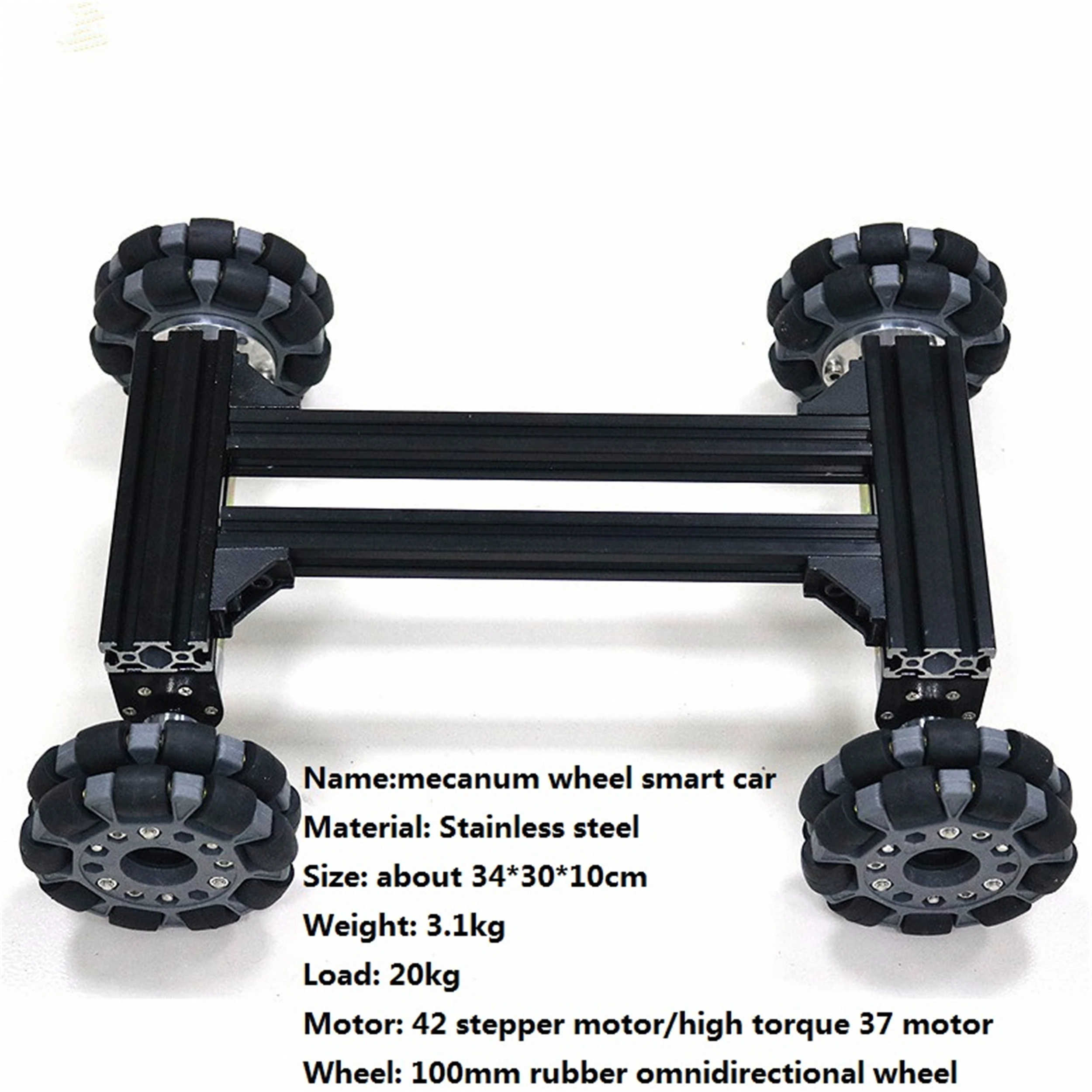 Best Price 4WD Large Car Chassis Kit Metal Robot Platform 100mm Omini Wheel 4pcs High Torque 37 Motor/ 42 Stepper Motor 20KG Heavy Load DIY Best Price 4WD Large Car Chassis Kit Metal Robot Platform 100mm Omini Wheel 4pcs High Torque 37 Motor/ 42 Stepper Motor 20KG Heavy Load DIY
