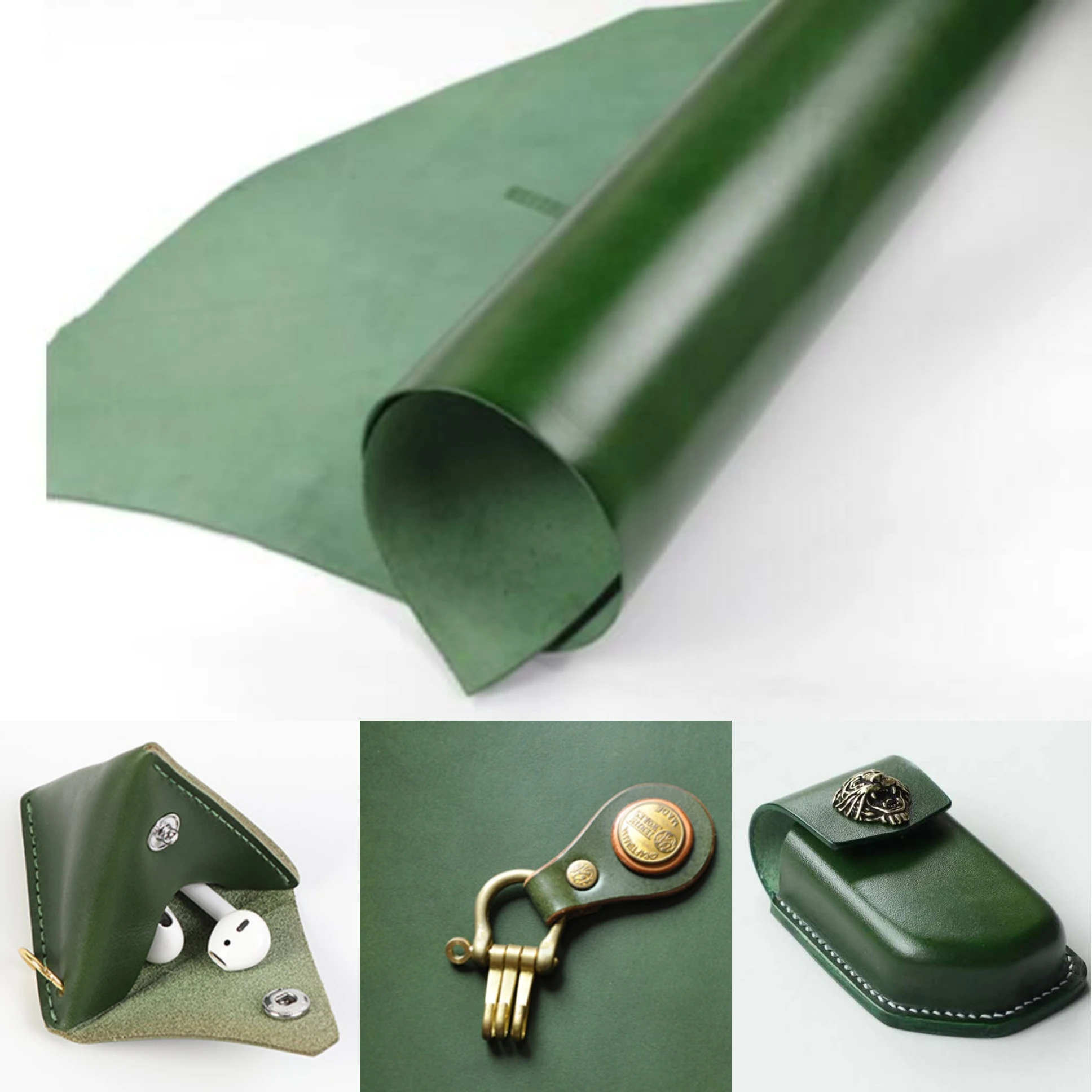 

Dark Green Colored vegetable tanned leather Tochigi style full grain handmade leather craft DIY tools genuine leather material