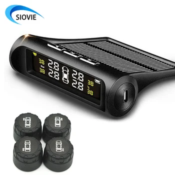 

TPMS Tire Pressure Monitoring System Solar Energy LCD Display Auto Security Alarm Systems Internal/External Warning Sensor