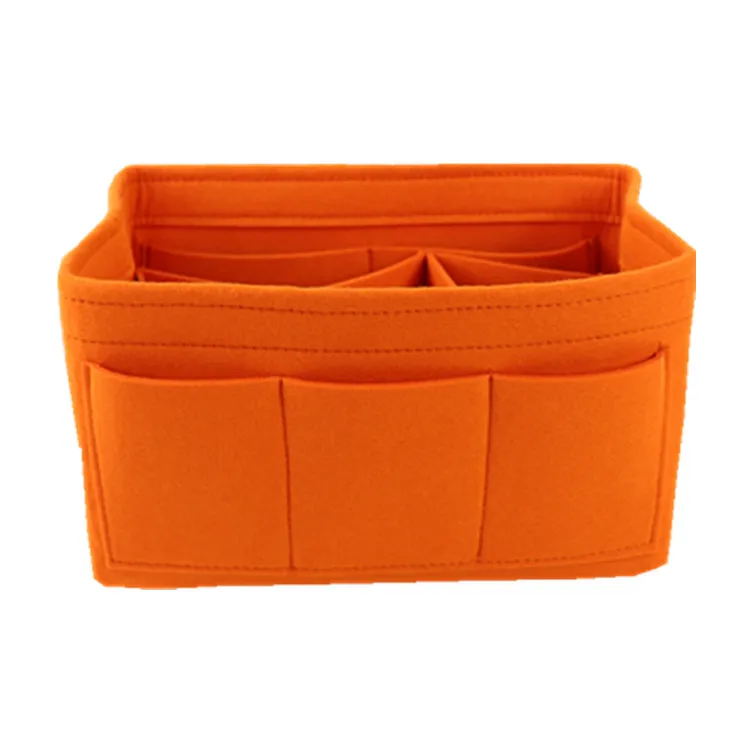 Оранжевый Multi-functional Felt Cloth Insert Bag Organizer Cosmetic Bags Makeup Handbag Organizer Travel Inner Purse Portable bag in bag - Цвет: Оранжевый