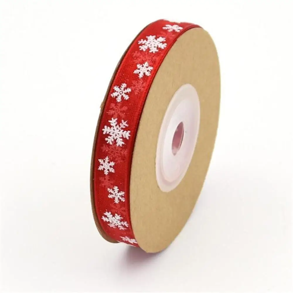 red 1cm Стиль Красно-белая Снежинка Полиэфирная Лента Сделай сам бант подарочная упаковка вечерние рождественские ленты украшения Lint La Cinta - Цвет: red 1cm