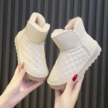 Bottes de neige confortables pour enfants, doublure en velours, pour garçons et filles, chaussures courtes en coton, jolies chaussures d'hiver à carreaux, E10234