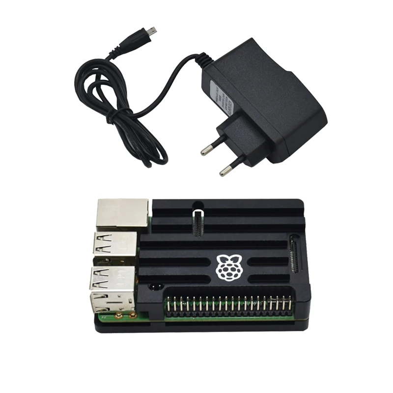 Raspberry Pi 3 Model B+(Plus)+ ЧПУ Алюминий чехол+ 5V 2.5A Мощность адаптер с поддержкой Wi-Fi и Bluetooth Декодер каналов кабельного телевидения