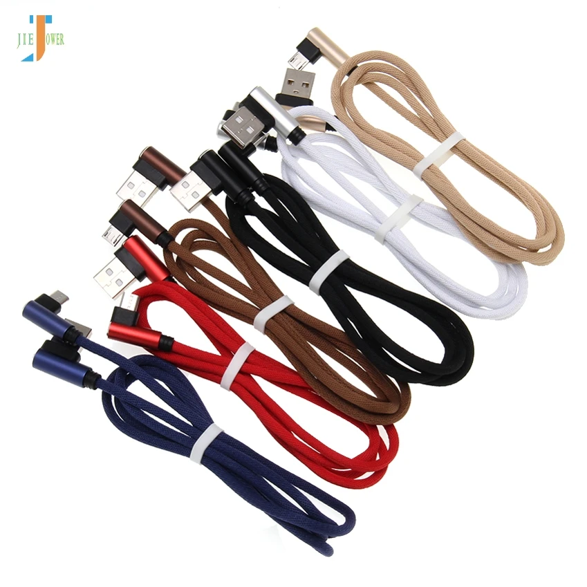 500 шт/партия кабель Micro USB 90 градусов локоть Нейлон Плетеный 0,25 м 1 м 2 м 3 м Быстрый зарядный кабель для передачи данных для Iphone X 8 7 samsung S7 LG