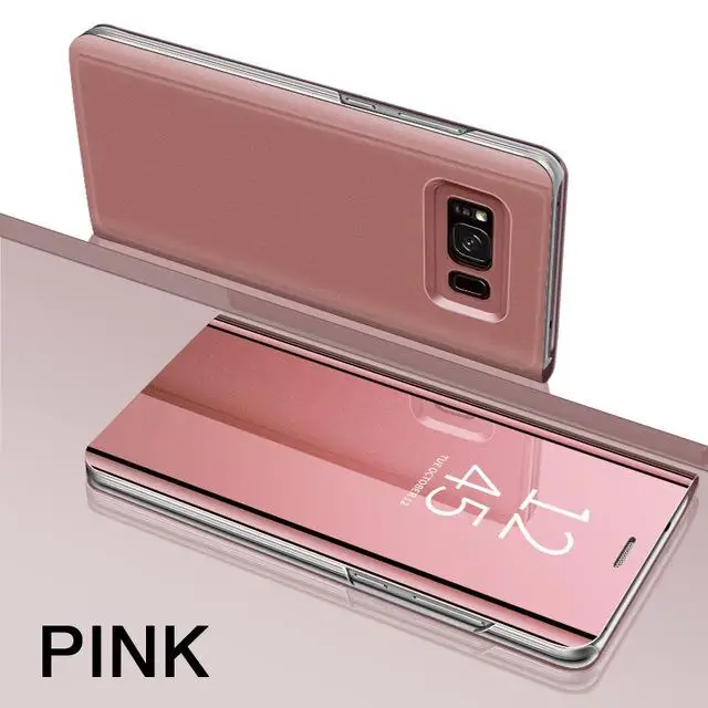 360 умный зеркальный флип-чехол для samsung Galaxy S8 S9 Plus Note 8 9 Coque Прозрачный чехол для samsung S6 S7 edge S8 S9 Shell - Цвет: Розовый