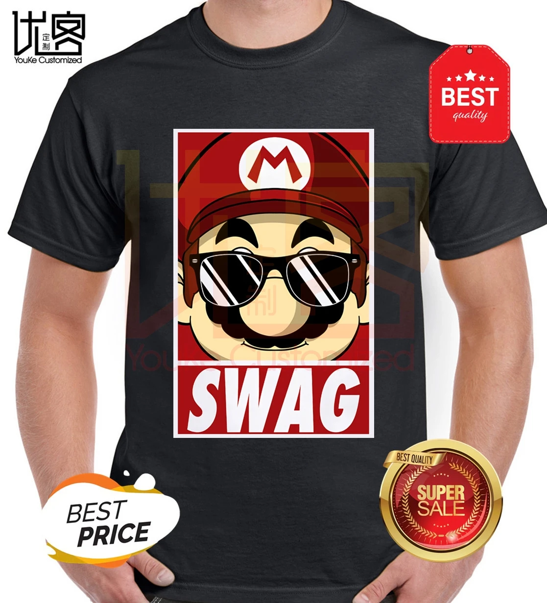 2020 Новейшая летняя мужская футболка с Марио swag повседневные топы коротким