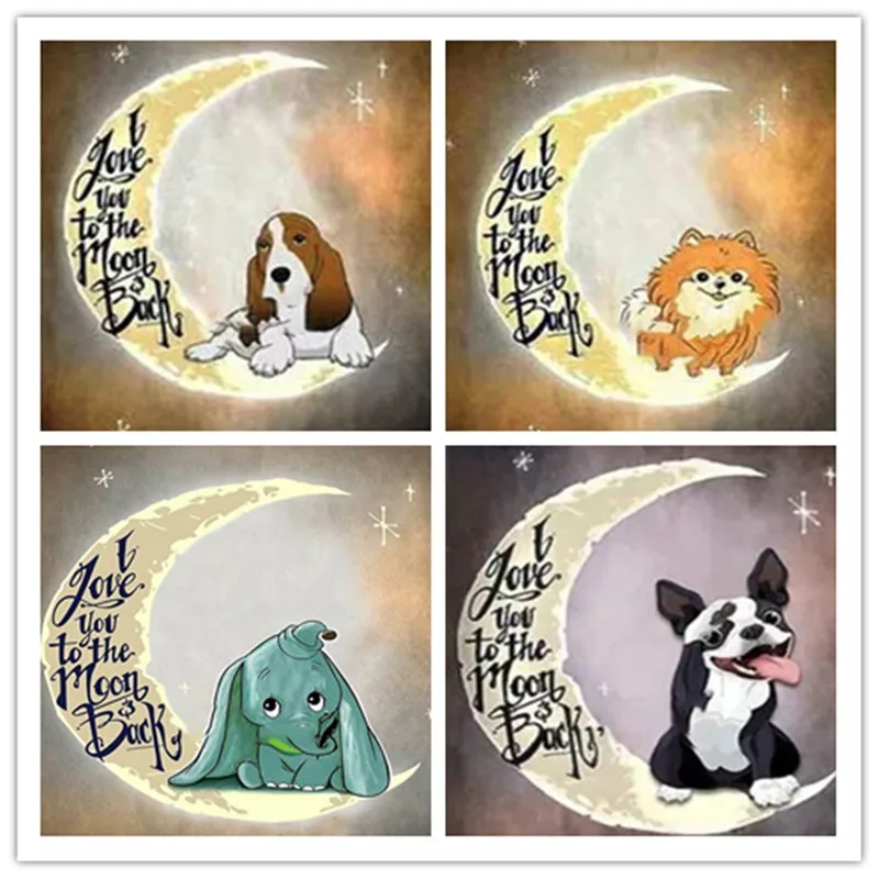 

DIY Diamond Painting Moon elephant Diamond Embroidery Moon dog Home Decoration Children's holiday GiftS