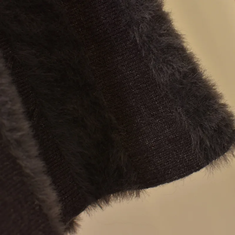 Женская юбка из искусственного меха полосатая осенне зимняя плотная