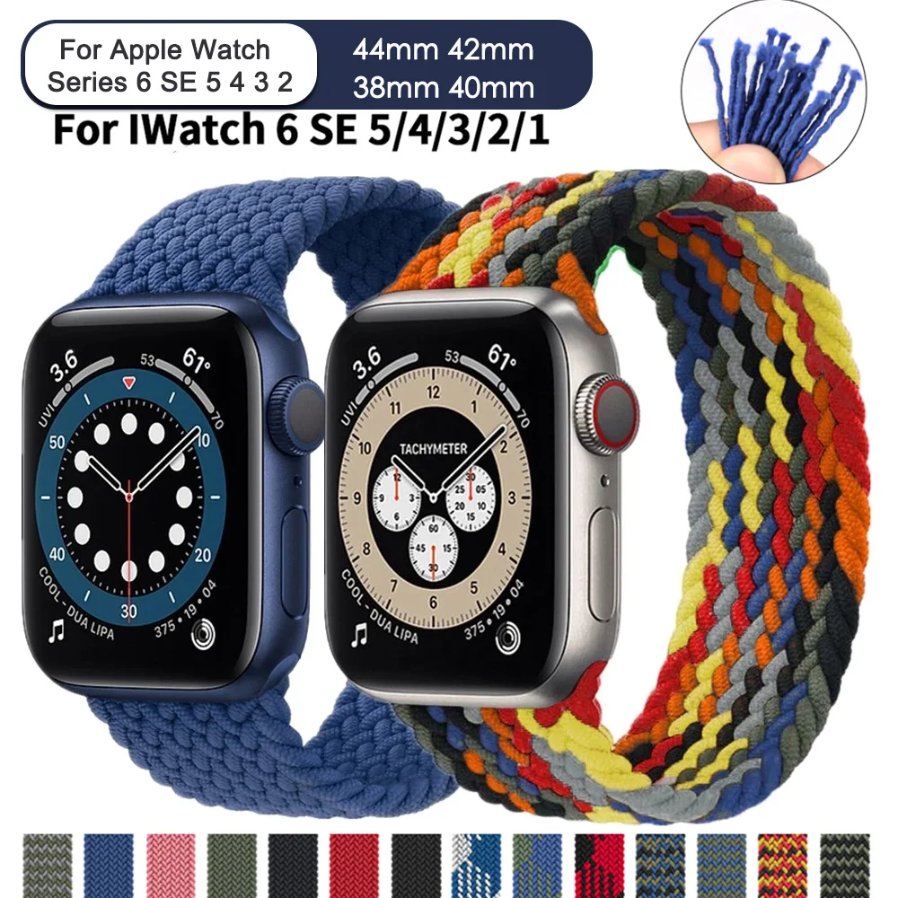 Loop-Band Bracelet Belt-Strap Braided Solo Iwatch-Series Elastic Nylon Apple 40mm 44mm
