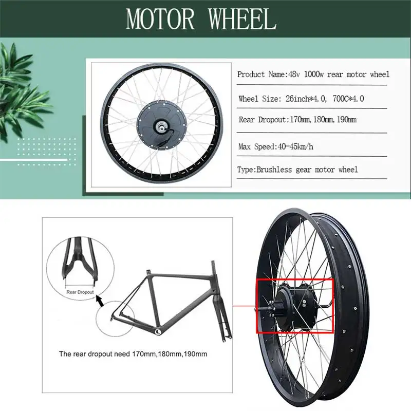 Набор преобразования для электрического велосипеда 20-28 дюймов 700C электрическое преобразование велосипедов комплект 48V 500W 1000W 36V 250W 500W переднее заднее колесо ступицы двигателя