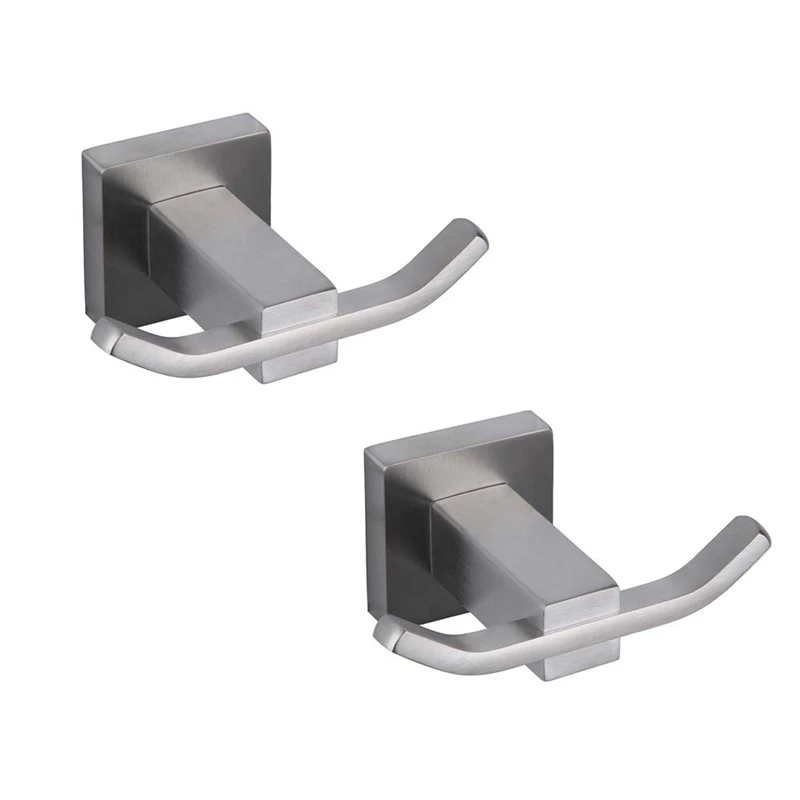 

304 Stainless Steel Bathroom Double Robe Hook Lavatory Bath Towel Hook Coat Hook Wall Mounted 2 Pack Brushed Finish