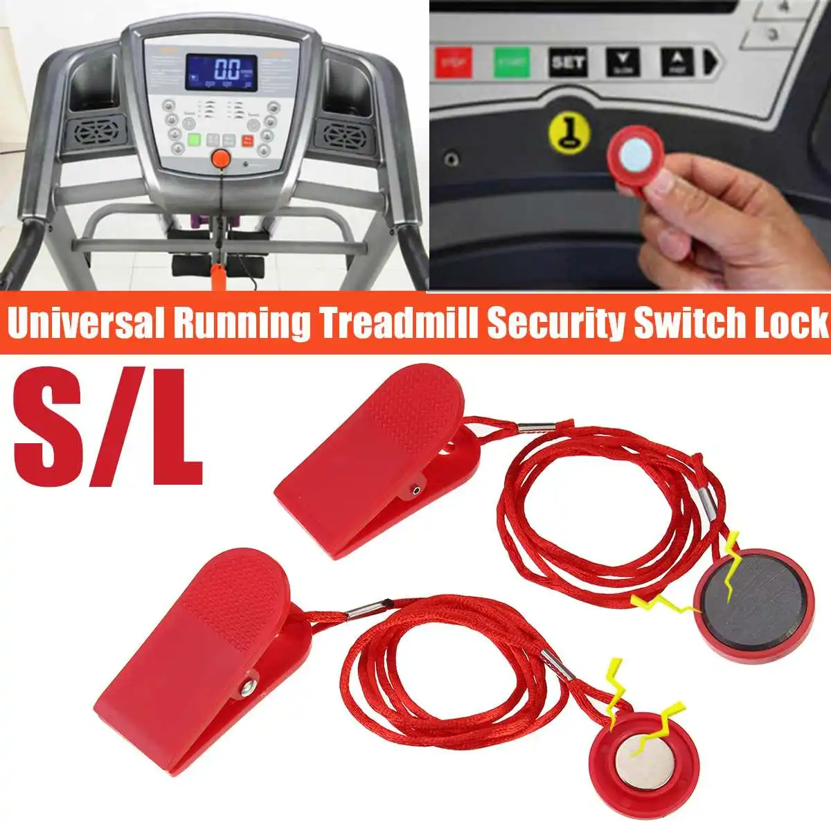 Treadmill Safety Key Fitness Replacement Kit for Electric Treadmills with Magnetic Switch Round Mouth Universal Treadmill Magnet Security Lock 