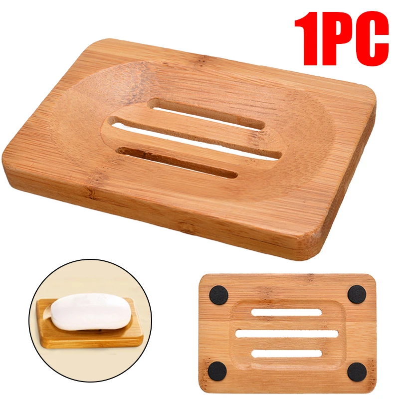 Wooden Bamboo Soap Dish Portable Soap Tray Holder Soaps Dish Box Case Bathroom Shower Storage Dish Plate