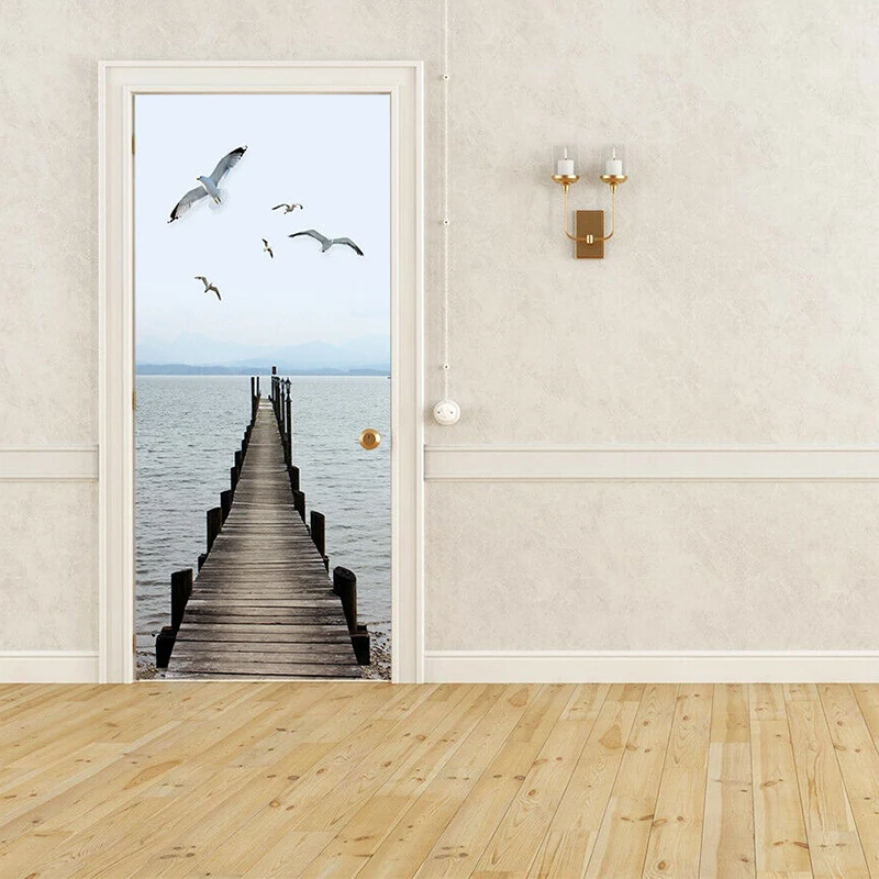 3D наклейки на двери креативный ПВХ Водонепроницаемый водной пейзаж ремонт