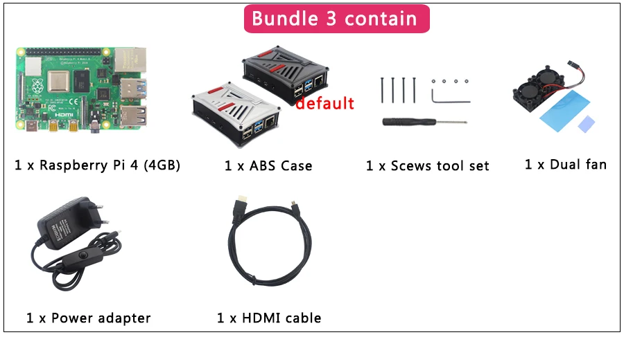 UK Raspberry Pi 4 Модель B комплект+ ABS чехол+ двойной вентилятор+ радиатор+ переключатель адаптер питания дополнительно 64 32 Гб SD карта и ридер