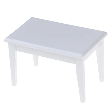 

Kid Toy Miniature Dolls Simulation Toy 1/12 Dollhouse Miniature Furniture White Wooden Table Coffee Table