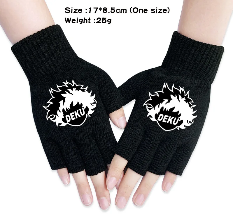Мультяшные теплые вязаные вещи для зимы перчатки My Hero Academy модные полупальцевые варежки без пальцев аниме перчатки для мужчин и женщин - Цвет: O