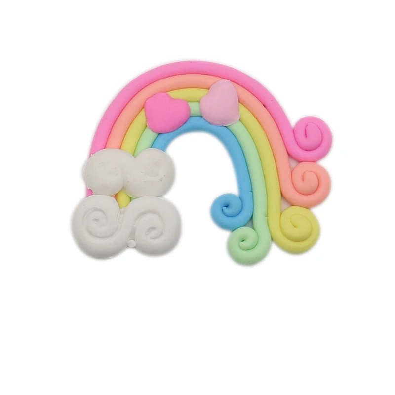 10pcs/Lot 55*38MM Kawaii Soft Clay Rainbow Cabochons Handmade Resin Material DIY Hair Bow Microlandschaft