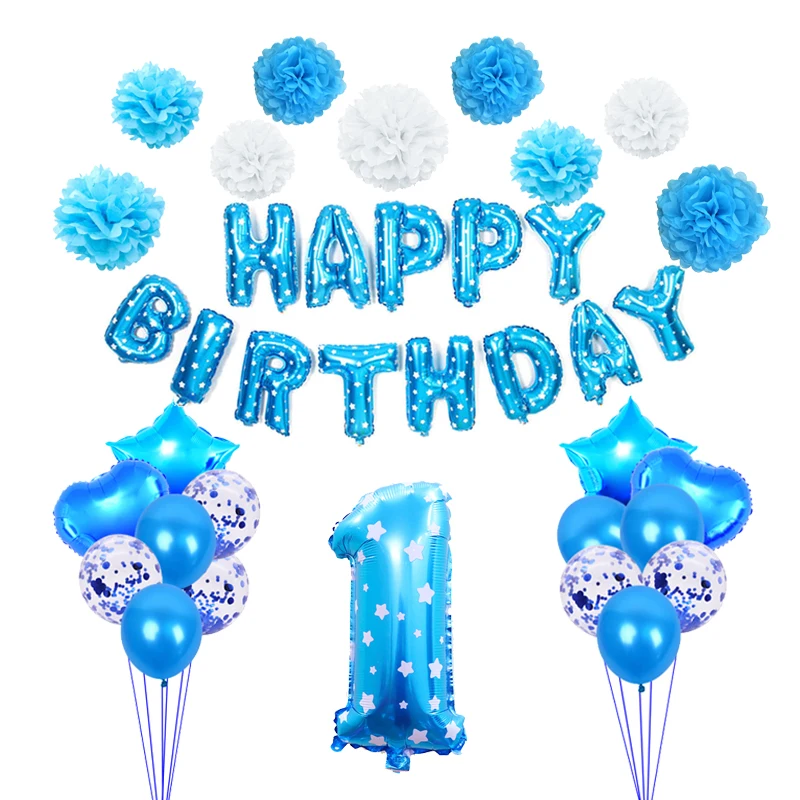 Ballons Foli Pour Fete De Bebe Bleu Pour 1er Anniversaire Pour Garcon 32 Pouces Cadre Photo Pour 12 Mois Decorations Pour 1er Anniversaire Aliexpress