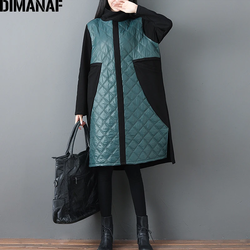 DIMANAF Женский пуловер свитшот водолазка плюс размер хлопок утолщенные женские