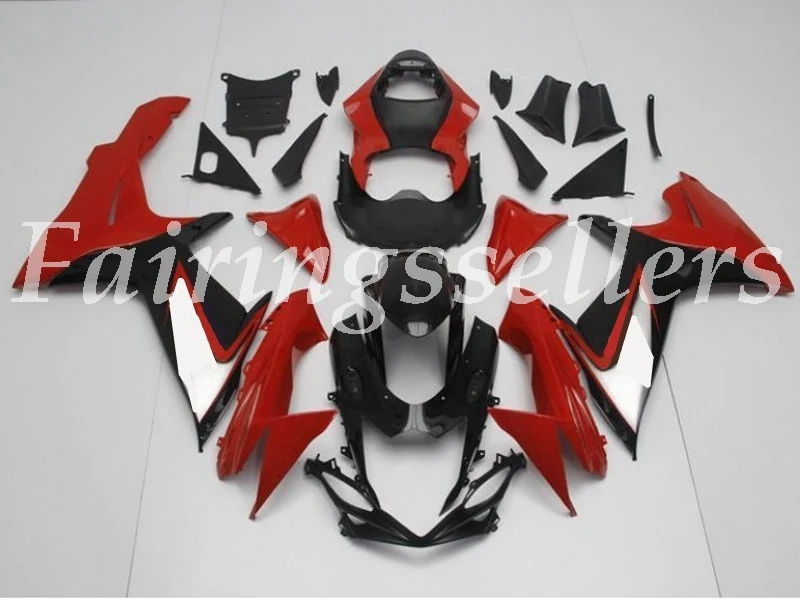 Литье под давлением ABS мотоцикл обтекатели комплект подходит для Suzuki GSXR 600-750 K11 11 12 13 14 15 16 17 Обтекатели Черный Красный - Цвет: Black red