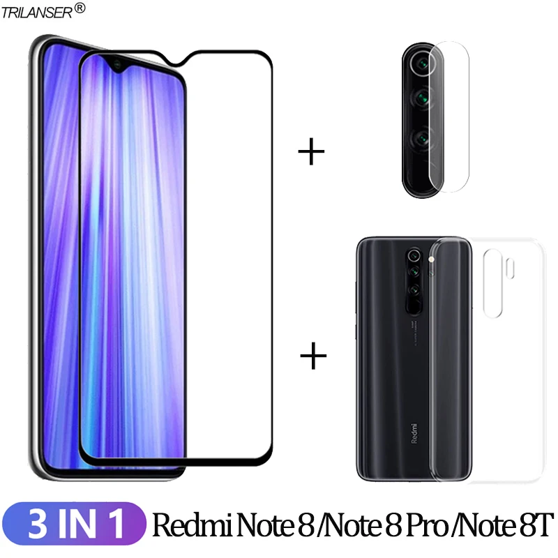 3-в-1 9D стекло для redmi note 8 8t стекло на сяоми редми нот 8 про 8t камера стекло xiaomi redmi note 8pro Экран протектор redmi-note-8-pro Экран защиты редми нот 8 про стекло redmi note 8 pro glass - Цвет: 3-in-1 Glass Case