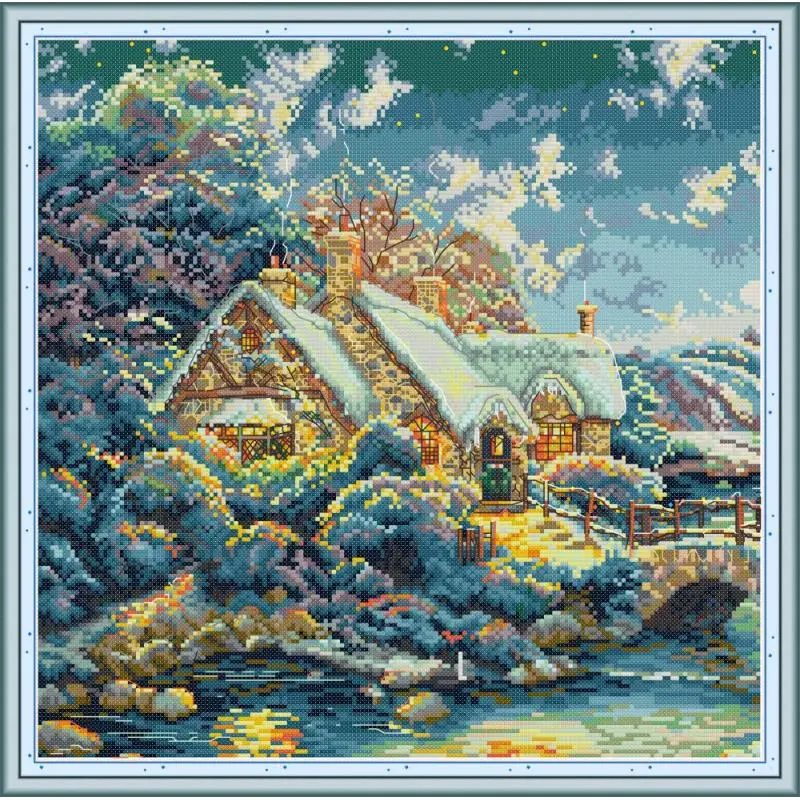 Картина для вышивки крестиком Joy Sunday House In The Hills наборы на холсте с принтом 14 шт.