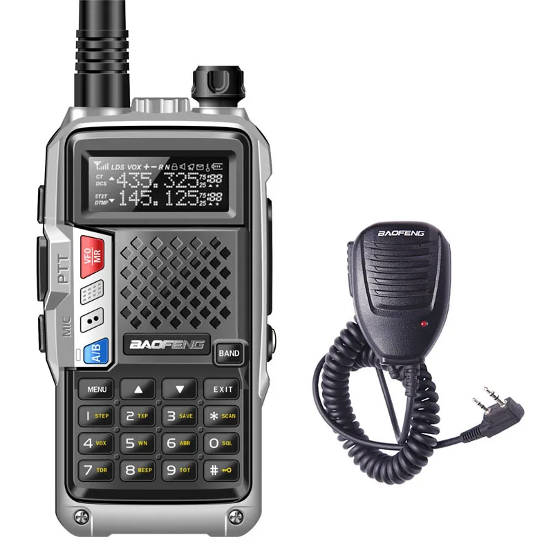 BAOFENG BF-UVB3 PLUS 8 Вт 8 Вт Высокая мощность UHF/VHF Двухдиапазонный 10 км длинный диапазон портативный ham Walkie Talkie несколько режимов зарядки - Цвет: silver speaker