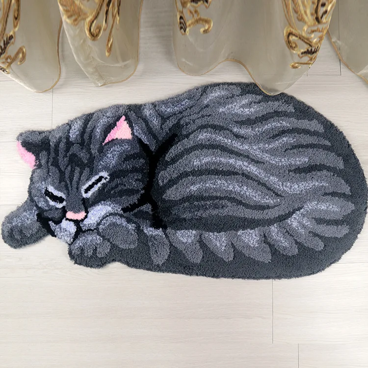 Tappeto Zerbino WENYA 40x60 Cm Con Stampa 3D Gatto Rosso E Blu, Antiscivolo E Assorbente, Per Bagno E Cucina