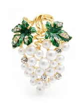  Wuli&baby Enamel Full White Pearl Grape Brooches Women Alloy Weddings Banquet Brooch Pins Gifts 