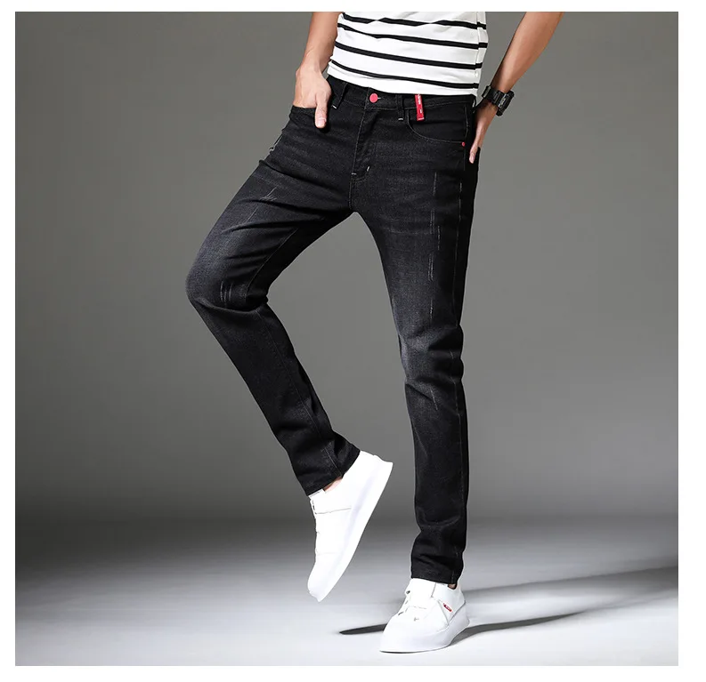 jeans pants for men Brand Biker Jeans Men Streetwear Long Slim Denim Pant Skinny Mid Waist Slight Elastic Men Fashion 2021 Boyfriend Jeans branded jeans for men