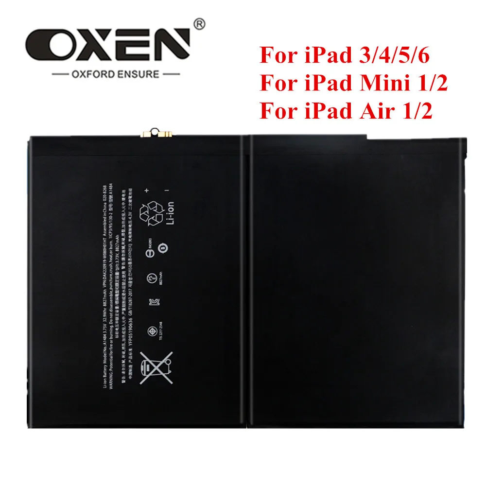 Аккумулятор OXEN для планшета Apple iPad 3 4 5 6 Air 1 2 батареи высокое качество замена A1389