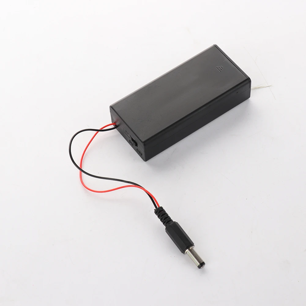 

2*18650 Battery Box Case Holder Series Battery 2 Slots DIY Storage Box Switch ON/Off &Cover DC Plug For Soldering Connecting
