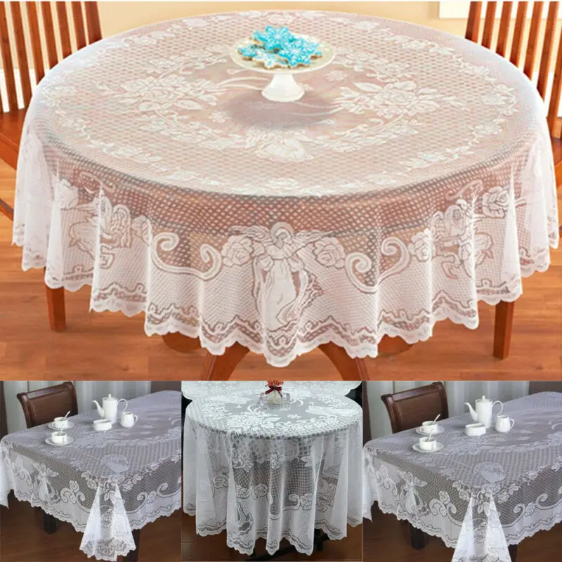 

Vintage Angel Lace Tablecloth Rectangle Round Table Cloth Cover Home Party Christma Decor