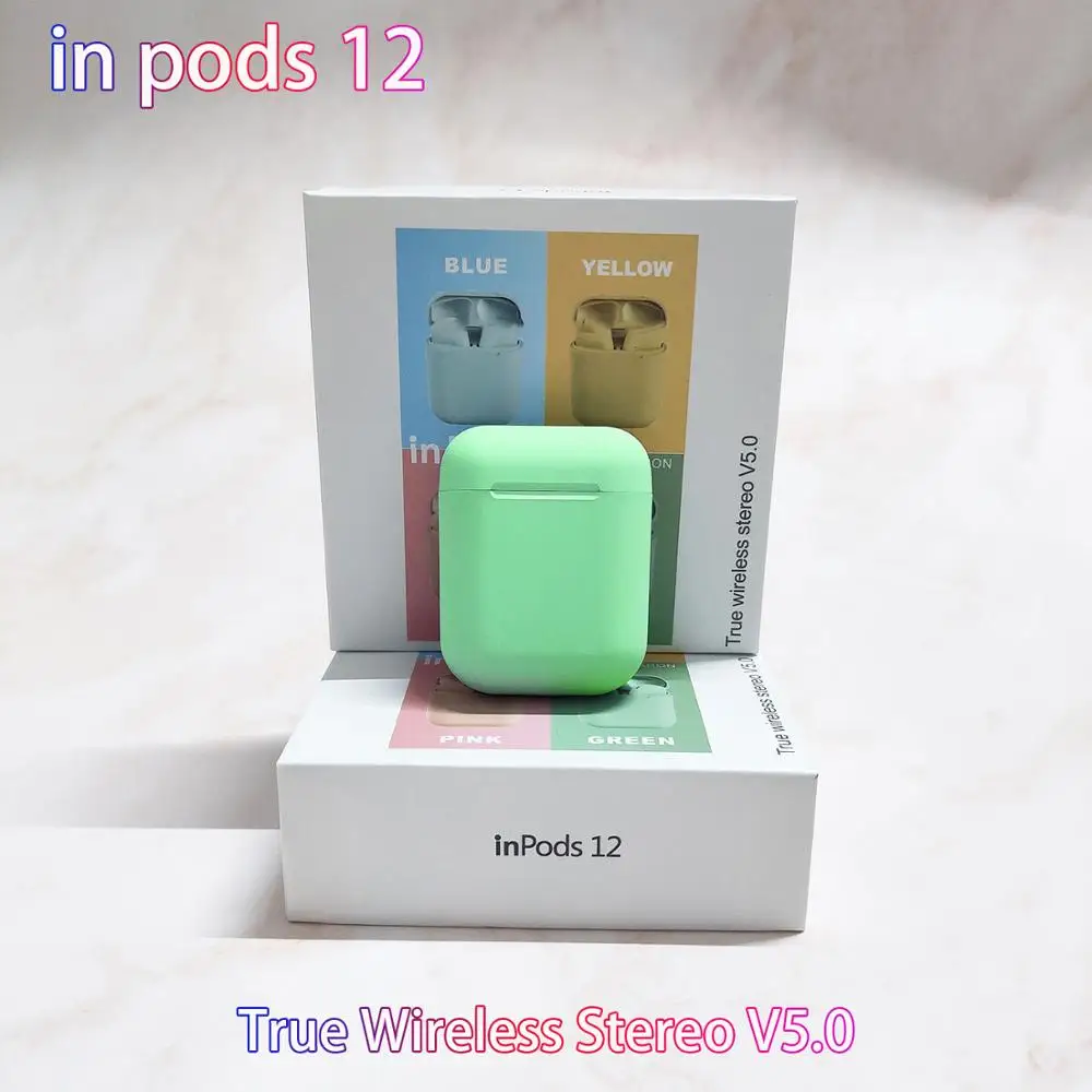 Новинка, наушники inpods 12 TWS, Bluetooth, i7s, i11 5,0, наушники, стерео, спортивные, Hands-free, гарнитура PK i 12 tws i20 tws i80, fone de ouvido - Цвет: Green inpods