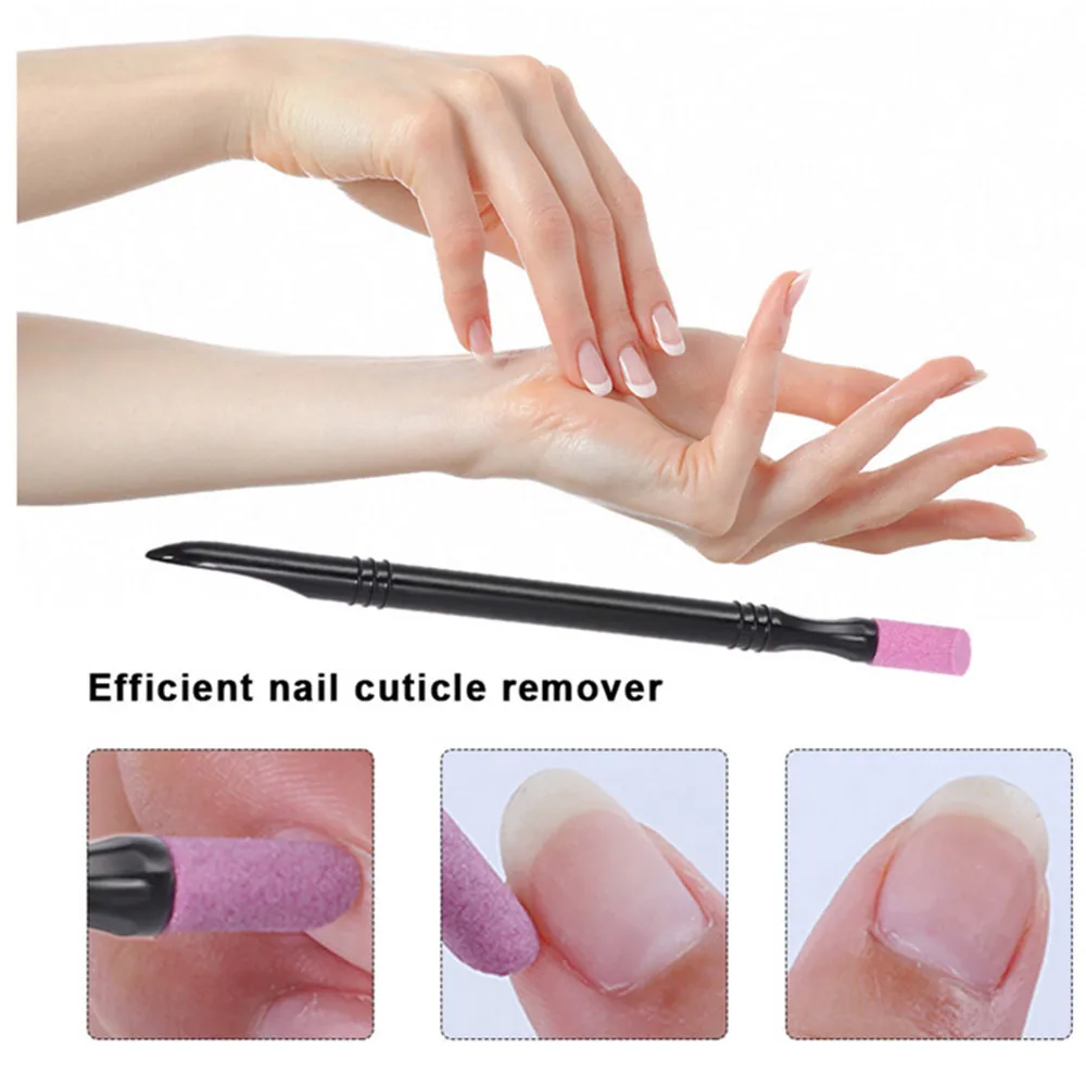 

Newest Glitter Powder Sponge Brush Double-end Quartz Cuticle Pusher Trimmer Manicure New Nails Tips Design Nail Art Tool