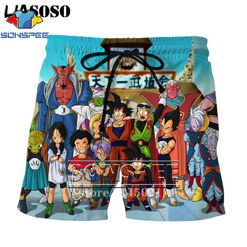 Серый SONSPEE мужские шорты с 3d принтом японского аниме DBZ Dragon Ball Z Son Goku Kakarotto, пляжные повседневные шорты, пляжные шорты D04 - Цвет: Серый