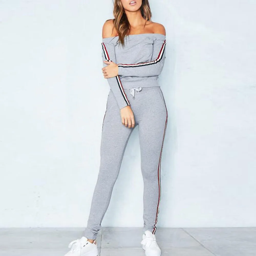 

two piece set women's tracksuits autumn tracksuit women 2019 Women Tracksuit Sweatshirt Top Pants Sets Sport Wear Casual Suit#3