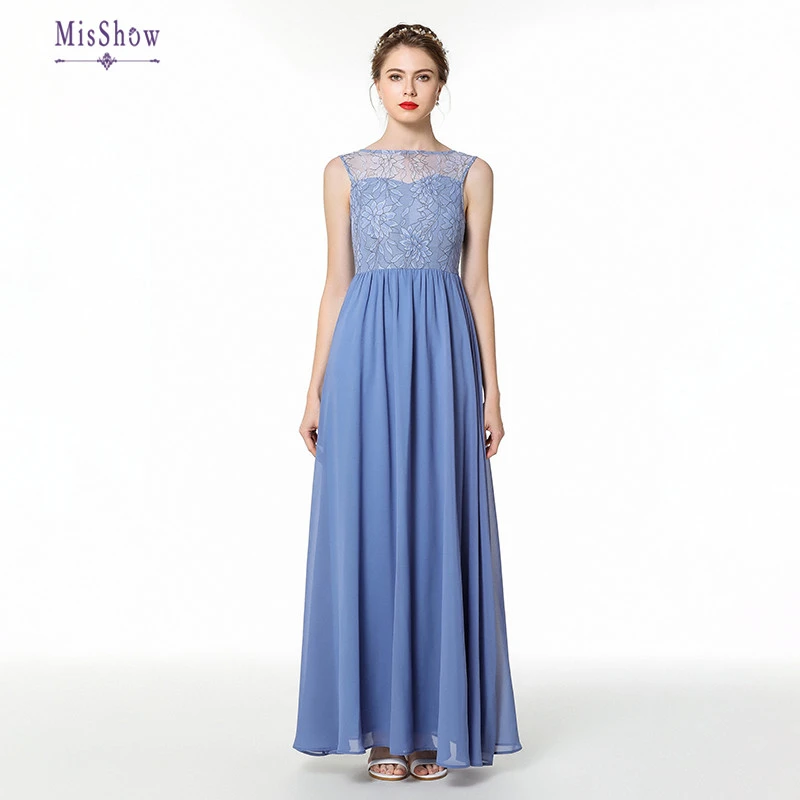 Robe De Soiree длинные кружевные вечерние платья простое торжественное платье на выпускной vestido de festa дешевые платья - Цвет: Синий