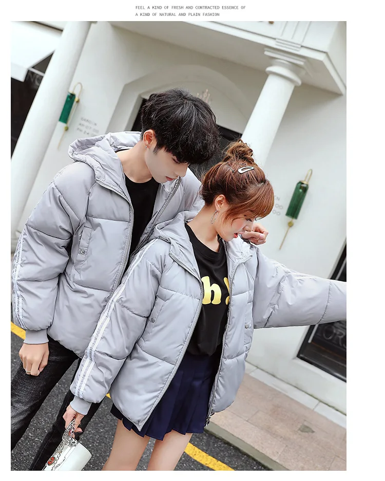 Couple Clothes Cotton-padded Clothes Female Short Coltsfoot Thick down Coat Loose-Fit Solid Color Cotton Coat New Style Kor