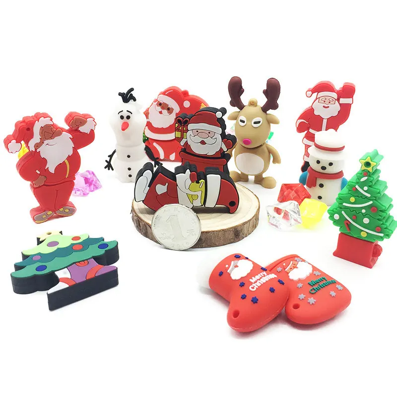 USB Flash Drive 128gb Cartoon Santa Claus Usb 2.0 4GB 8GB 16GB 32GB 64GB Christmas Series Pendrive Memory Stick Pen Drive Gift