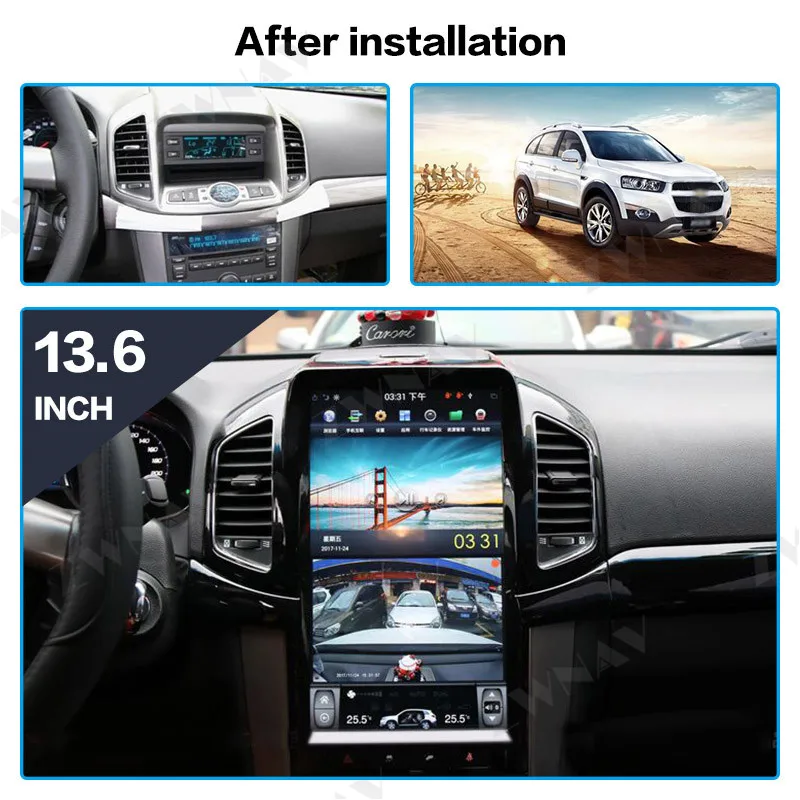Flash Deal 13.8" Android 9.0 PX6 4GB+64GB For Chevrolet Captiva 2013 - 2017 Built-in DSP Carplay Tesla Style Big Screen Car GPS Navigation 0