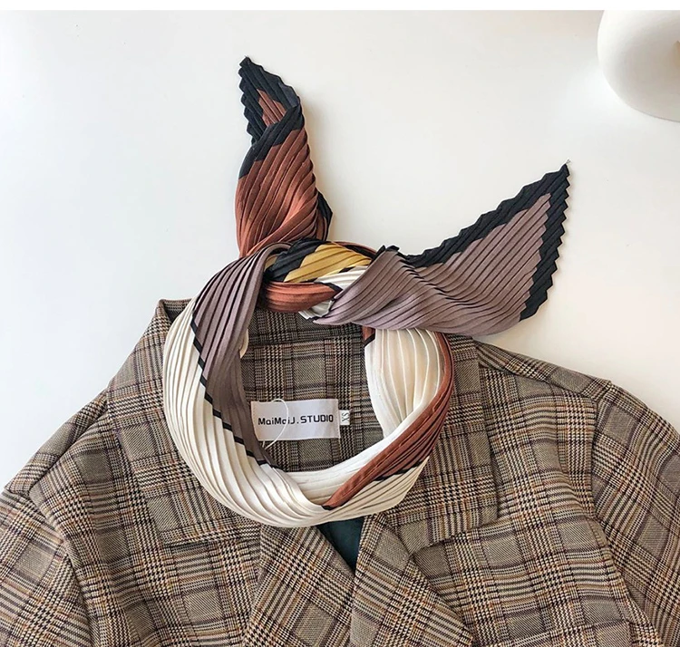 Luxury Silk Pleated Scarf - Womens Hair  Neck Accessory