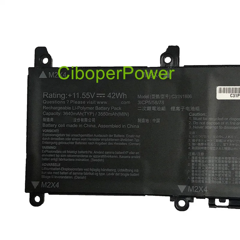 Качественный Аккумулятор для ноутбука серии C31N1806 11,55 V 42Wh 3640mAh