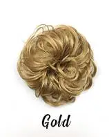 Прямая Стильные резинки для волос Синтетические шиньоны для наращивания лента для волос конский хвост пучки волос булочки для волос - Цвет: Золотой