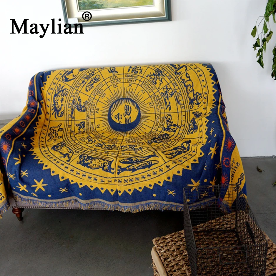 2 стороннее хлопковое богобое богемное синель Плед Одеяло Диван Декоративные