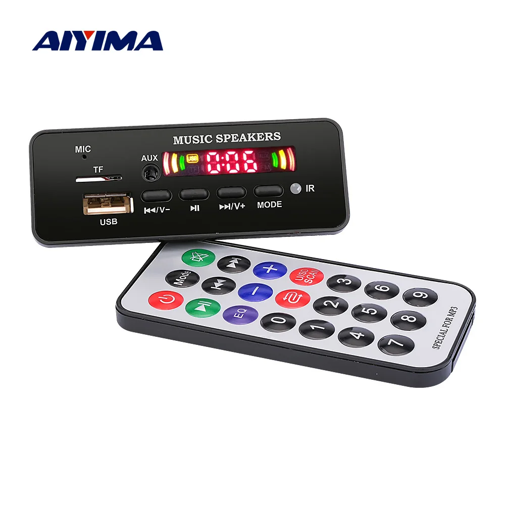 AIYIMA 12 в MP3 Bluetooth декодер плата цветной дисплей WMA WAV FLAC APE декодирование USB TF FM DIY