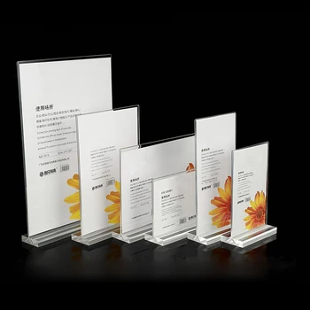 

Acrylic Table A4/A5/A6 Paper Holder Showing Acrylic T-type Strong Table Signboard Double-sided Table Sign Display Card Rack
